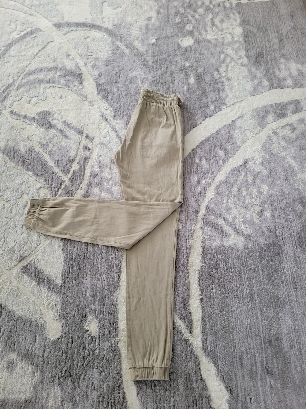 Women's Casual Elastic Waist Joggers in Beige Size XS